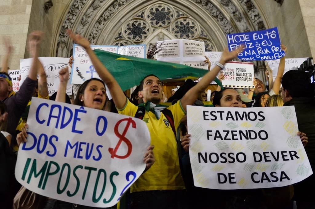 São Paulo novamente foi palco de manifestação pela democracia (Bússola/Getty Images)