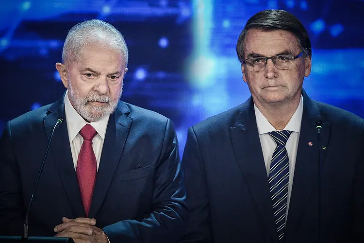 Lula e Bolsonaro: os dois se enfrentam no primeiro debate do segundo turno (Renato Pizzutto/Band/Divulgação)