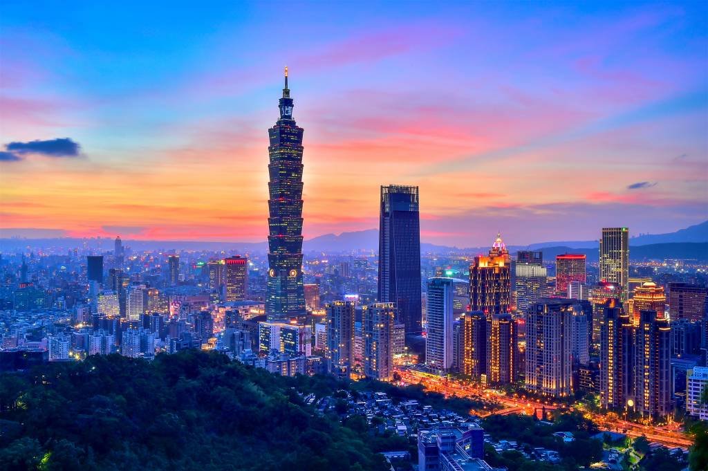 Taipei, capital de Taiwan, sob a mira da China. (Getty Images/Exame)