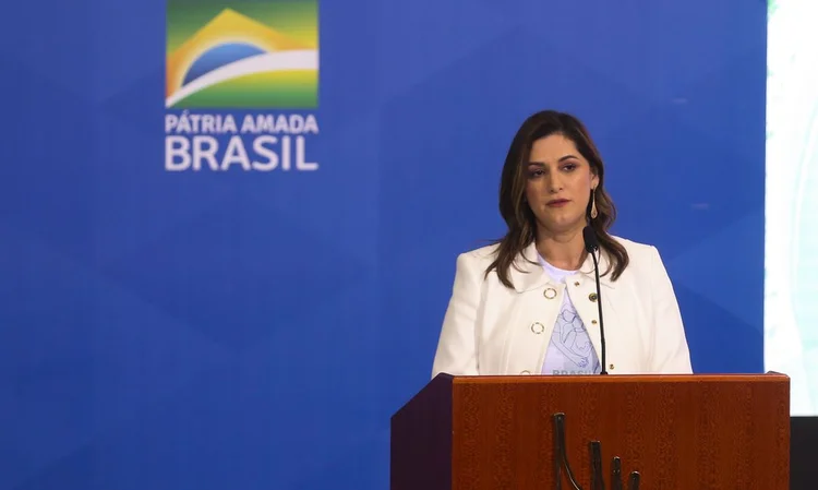 A ministra da Mulher, da Família e dos Direitos Humanos, Cristiane Britto, participa do evento Brasil pela Vida e pela Família, no Palácio do Planalto (Valter Campanato/Agência Brasil/Reprodução)