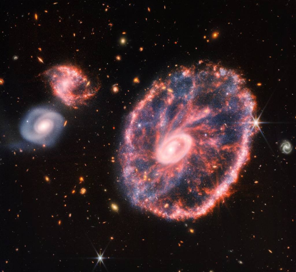 Fotos do James Webb: telescópio espacial registra "Galáxia Roda de Carro" em novas imagens (NASA/ESA/CSA/STScI/Reprodução)
