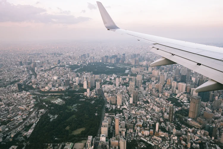 Aerial view of central Tokyo metropolis from airplane window (Getty/Getty Images)