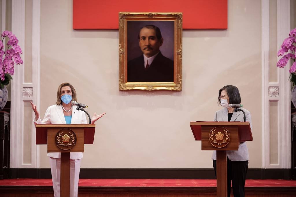 Pelosi: A presidente da ilha agradeceu a presidente da Câmara dos EUA por “expressar a política consistente dos EUA de apoio à autodefesa de Taiwan” (Handout/Getty Images)