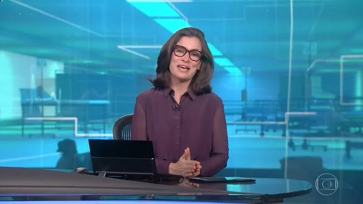 Renata Vasconcellos, do Jornal Nacional: edição com resultados de uma falsa pesquisa de intenção de votos (Globo/Reprodução)