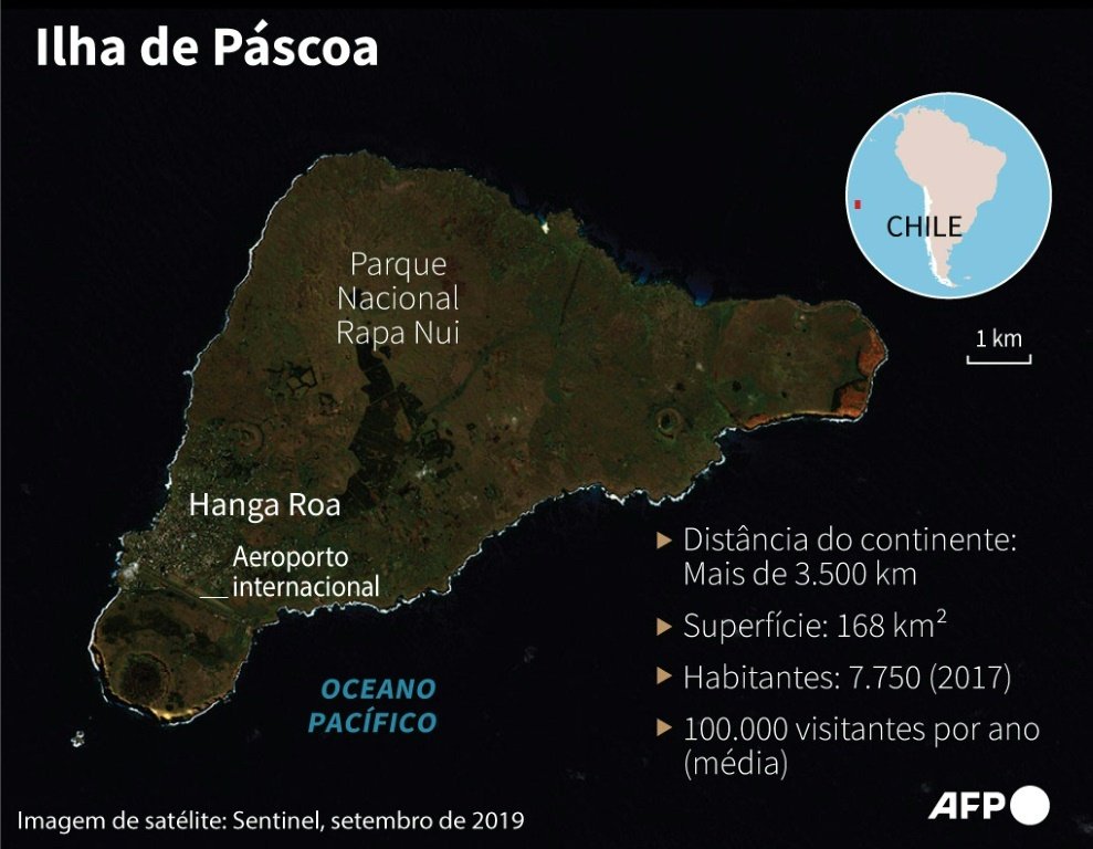 Ilha está a 3.500 km ao oeste da costa Chile, no Oceano Pacífico Ilha está a 3.500 km ao oeste da costa Chile, no Oceano Pacífico