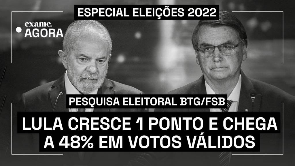Lula cresce 1 ponto e chega a 48% em votos válidos, diz BTG/FSB