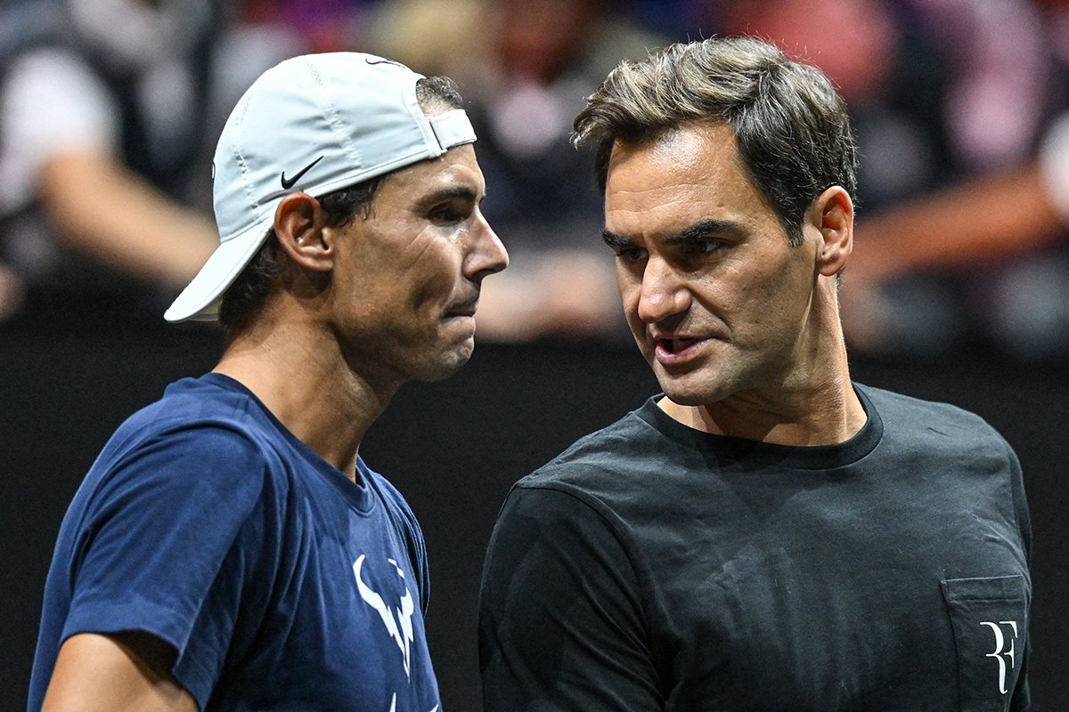 Roger Federer, Rafael Nadal e Jorge Paulo Lemann juntos na Laver Cup