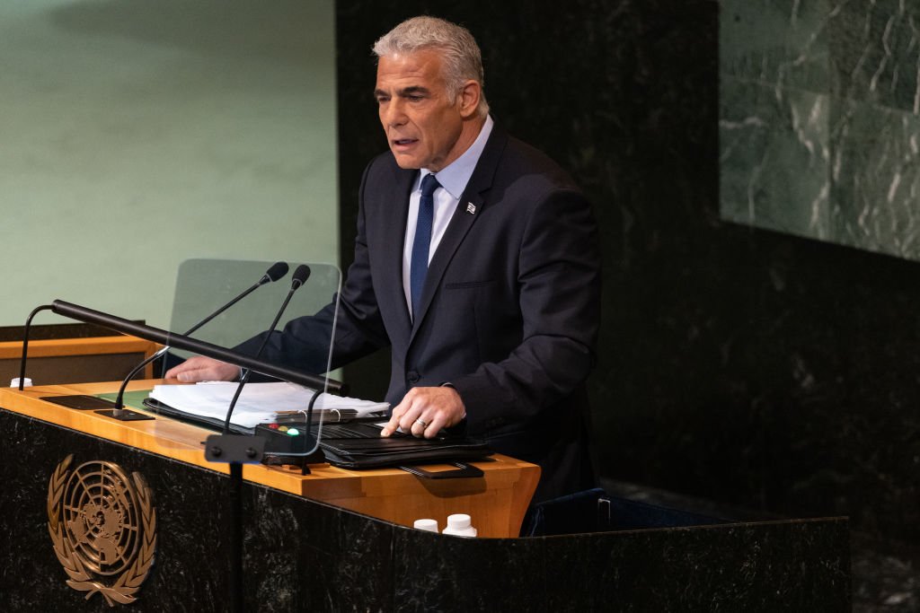Yair Lapid: primeiro-ministro israelense defendeu a criação de um Estado palestino (Jeenah Moon/Bloomberg/Getty Images)