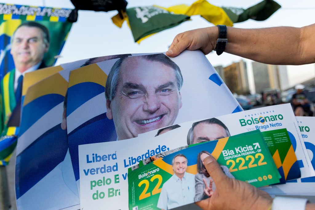 Bolsonaro: de acordo com as principais pesquisas de intenção de voto, no entanto, Bolsonaro aparece em segundo lugar (Getty Images/Getty Images)