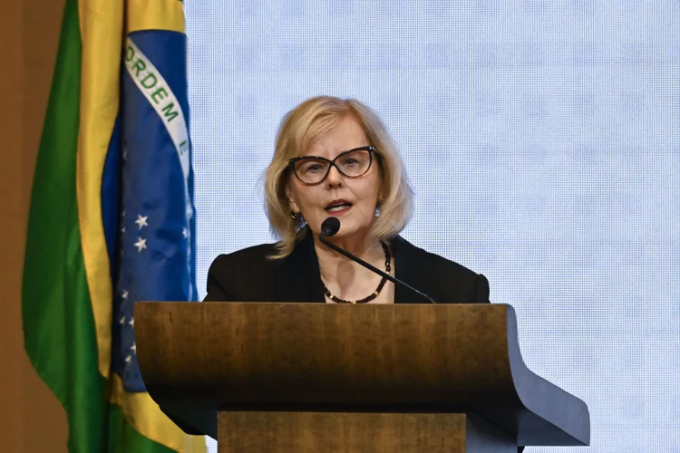 BRASILIA, BRAZIL - SEP 29 - Judge Rosa Weber speaks during a ceremony with international observers who are to follow the Brazilian elections next Sunday, in Brasilia, Brazil September 29, 2022. (Photo by Mateus Bonomi/Anadolu Agency via Getty Images) (Bonomi/Anadolu Agency/Getty Images)