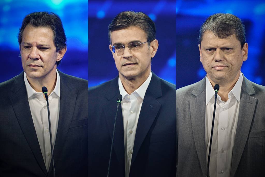 O ex-ministro Tarcísio de Freitas (Republicanos) aparece em segundo lugar, com 21%, seguido do governador Rodrigo Garcia (PSDB), que tem 20% (Renato Pizzutto/Band/Divulgação)