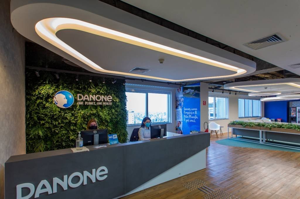Novo escritório da Danone: empresa reabriu as portas para os funcionário depois de dois anos de home office por conta da pandemia (Danone/Divulgação)