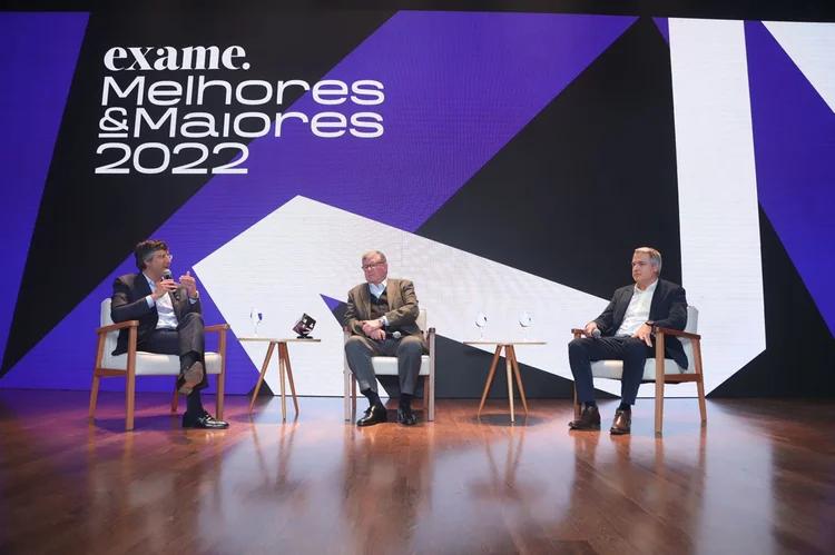 O painel foi conduzido por André Esteves, chairman e sócio sênior do BTG Pactual, com participação de Rubens Ometto, chairman da Cosan e Guilherme Gerdau, chairman da Gerdau (Leandro Fonseca/Exame)