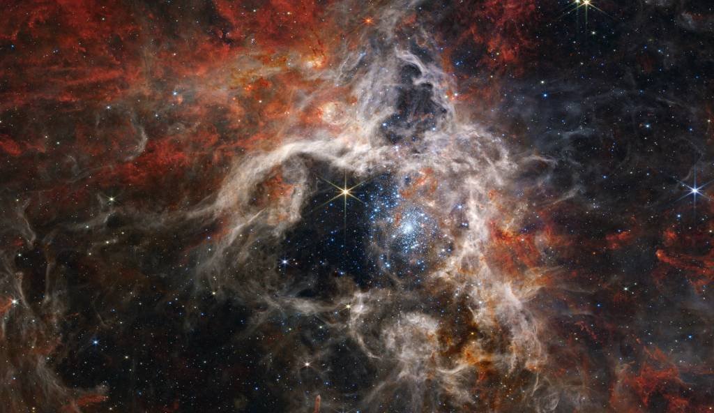 Nebulosa Tarântula pelos olhos de James Webb (Nasa e ESA/Reprodução)