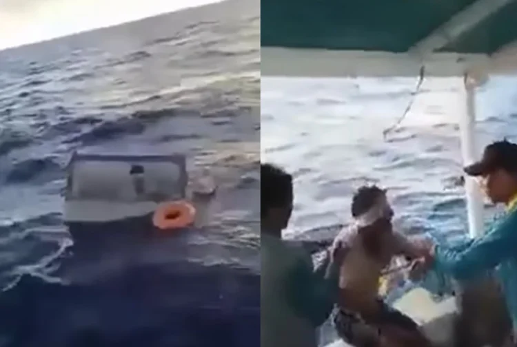 Pescador é resgatado dentro de freezer no Oceano Atlântico (RecordTV/Reprodução)