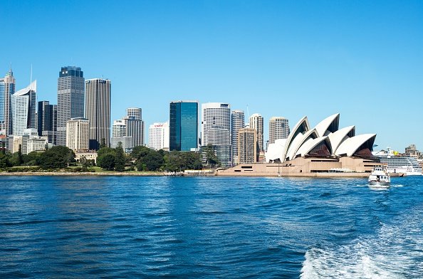 Australia. Sydney. The City with The Opera House Seen From The Bay