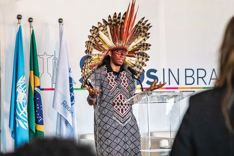 Discurso na Organização das Nações Unidas: evento do Pacto Global no Brasil levou para Nova York debates sobre a importância dos povos originários para o desenvolvimento e a imagem do Brasil (Leandro Fonseca/Exame)