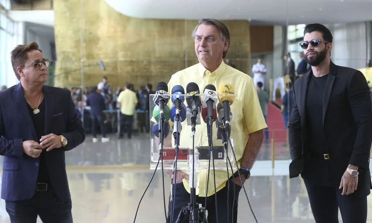 Jair Bolsonaro em coletiva no Palácio da Alvorada (Antonio Cruz/Agência Brasil)