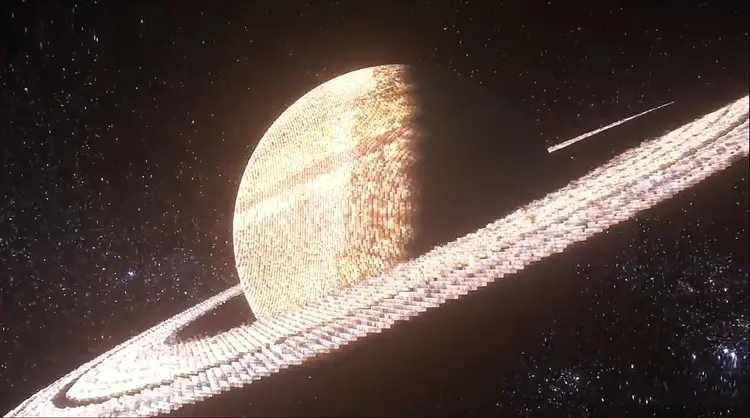 Saturno no Minecraft: influencer ChrisDaCow recriou o sistema solar (Captura de tela/YouTube ChrisDaCow/Reprodução)