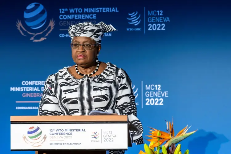 Ngozi Okonjo-Iweala, durante a cerimônia de abertura da 12ª Conferência Ministerial, em 12 de junho em Genebra (AFP/AFP Photo)