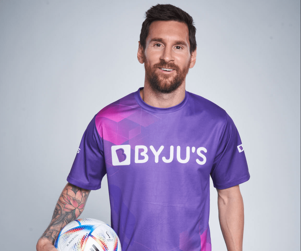 Messi em campanha para plataforma de educação: jogadores viram grife (Byju's/Divulgação)