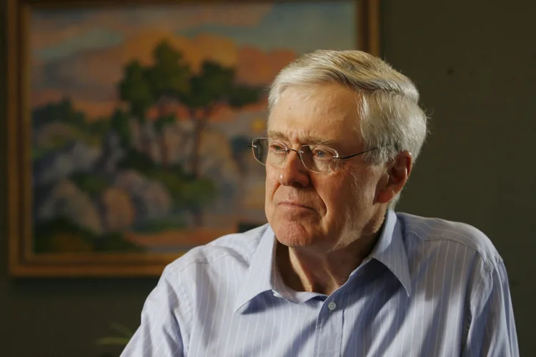 In this February 26, 2007 file photograph, Charles Koch, head of Koch Industries, talks about his book on Market Based Management. (Bo Rader/Wichita Eagle/Tribune News Service via Getty Images) (Tribune News Service/Getty Images)