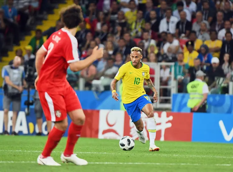 Neymar during the FIFA World Cup match Brazil versus Serbia at Spartak Stadium, Moscow, Russia on June 27, 2018. (Photo by Ulrik Pedersen/NurPhoto via Getty Images) (Ulrik Pedersen/NurPhoto/Getty Images)