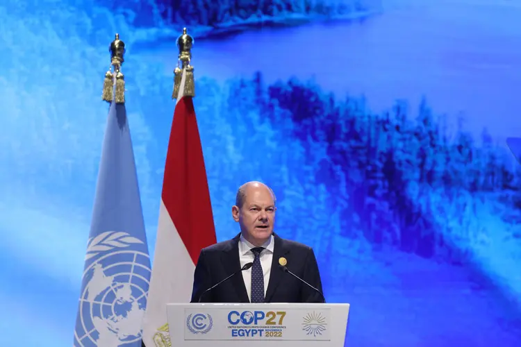 Olaf Scholz: Chanceler alemão pediu que as nações lutem contra o renascimento dos combustíveis fósseis. (Sean Gallup/Getty Images)