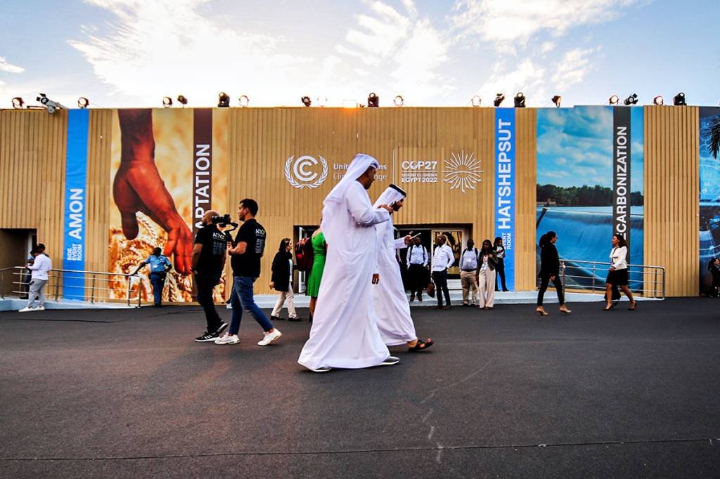 Pavilhão da COP27, que acontece nesta e na próxima semana em Sharm el-Sheikh, no Egito (Leandro Fonseca/Exame)