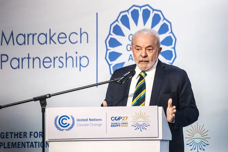 Lula discursa na COP27: promessa de usar a agenda ambiental como ferramenta para a política externa (Leandro Fonseca/Exame)