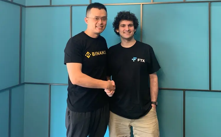 Changpeng Zhao, CEO da Binance, e Sam Bankman-Fried, CEO da FTX (Twitter/Reprodução/Reprodução)