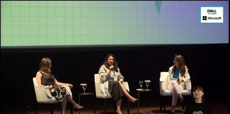 Paula Puppi, da WPP, Julia Rueff, do Mercado Livre e Luciane Dalmolin, da Dell Technologies: executivas discutiram o papel das novas lideranças e das mulheres do mundo corporativo (Youtube/Reprodução)