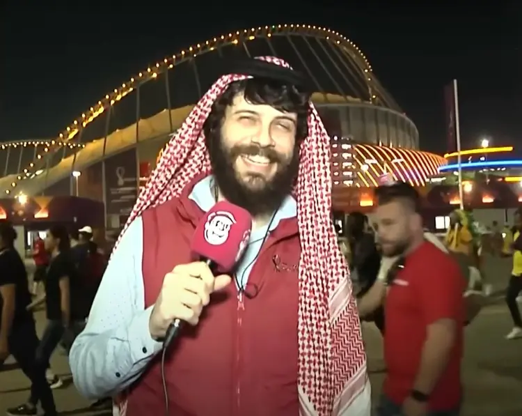 Diogo Defante, repórter in loco de Casimiro na Copa do Cazé (Captura de tela / CazéTV/Reprodução)