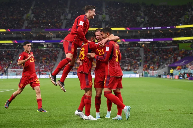 Jogadores espanhóis durante a Copa do Mundo no Catar (Stu Forster/Getty Images)