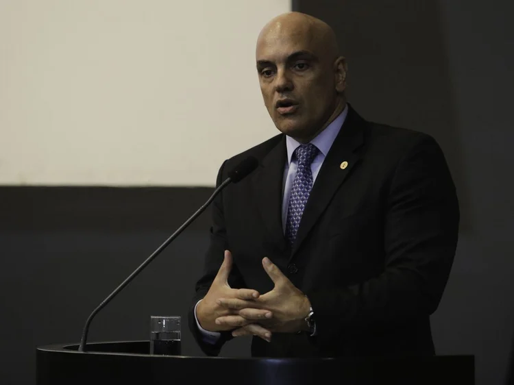 O ministro do STF Alexandre de Moraes durante abertura do Seminário Políticas Judiciárias e Segurança Pública, no Superior Tribunal de Justiça (STJ). (Fabio Rodrigues Pozzebom/Agência Brasil)
