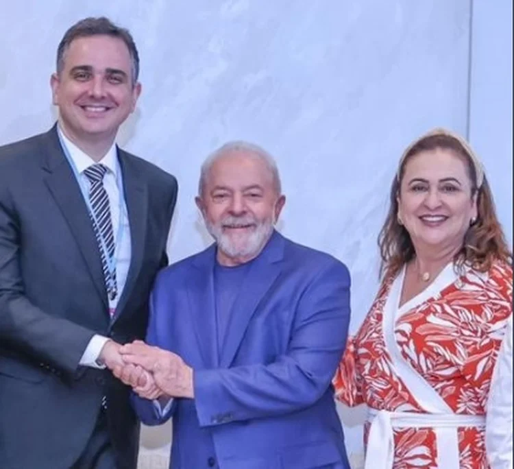 Rodrigo Pacheco, Lula e Kátia Abreu: presidente eleito chegou ao balneário egípcio de Sharm-el-Sheik nesta terça-feira para participar da COP27 (Ricardo Stuckert/Katia Abreu/Arquivo Pessoal/Divulgação)