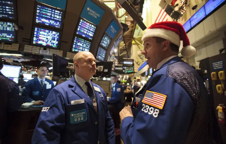 Bolsa de Nova York (NYSE, na sigla em inglês) em pregão de Natal (Jeremy Bales/Bloomberg)