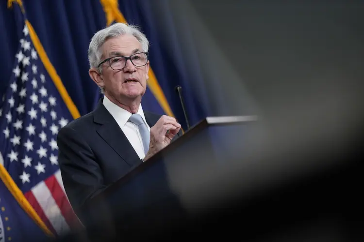 Jerome Powell: presidente do Fed discursa após comunicado (Al Drago/Bloomberg)