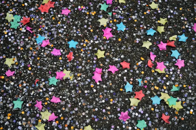 Confetti on the floor during carnival party. (Priscila Zambotto/Getty Images)