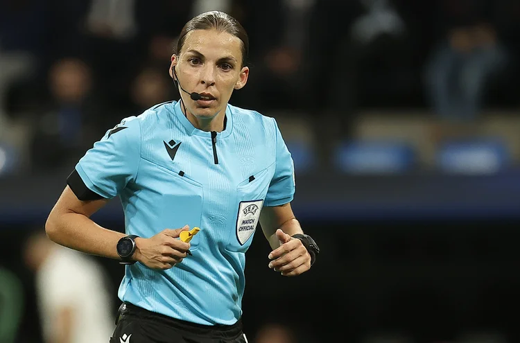 MADRID, SPAIN - NOVEMBER 02: French referee Stephanie Frappart is seen during the UEFA Champions League group F match between Real Madrid and Celtic FC at Estadio Santiago Bernabeu on November 02, 2022 in Madrid, Spain. (Photo by Burak Akbulut/Anadolu Agency via Getty Images) (Anadolu Agency/Getty Images)