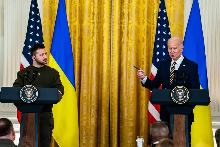 Biden e Zelensky: ucraniano vai a Washington em busca de mais apoio militar (Demetrius Freeman/The Washington Post/Getty Images)