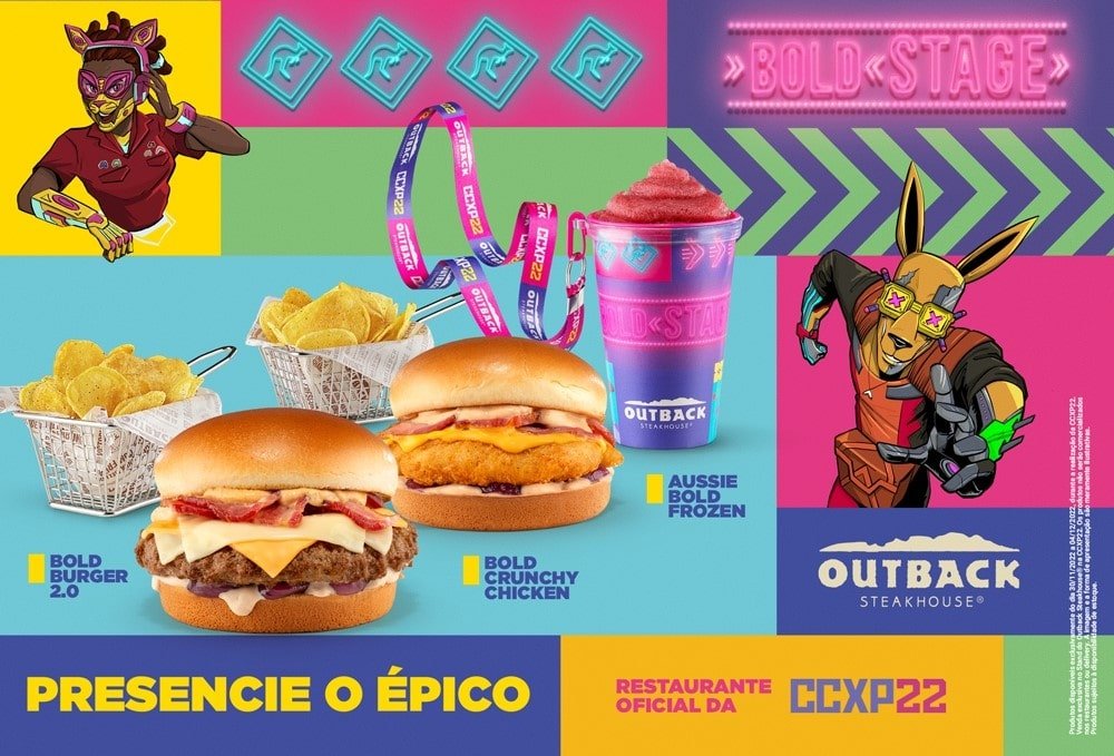 Outback é restaurante oficial da CCXP, e conta com cardápio exclusivo e ativações