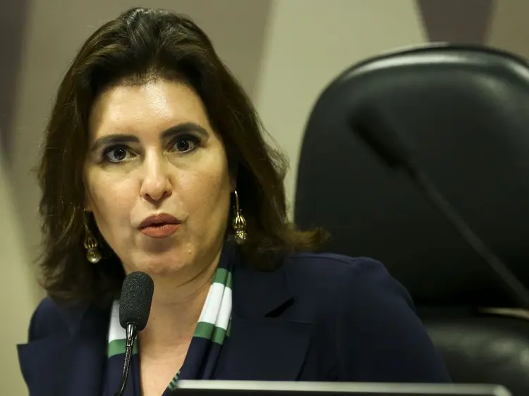 A senadora Simone Tebet durante reunião da Comissão de Constituição, Justiça e Cidadania (CCJ) do Senado  para apreciar e votar as nove emendas apresentadas à proposta de reforma da Previdência (PEC 6/2019).sil) (Marcelo Camargo/Agência Brasil)