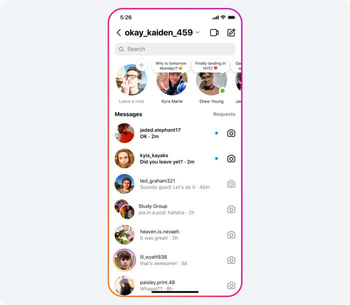 Notas é a função do Instagram que permite adicionar uma mensagem de até 60 caracteres para os perfis que seguem o usuário