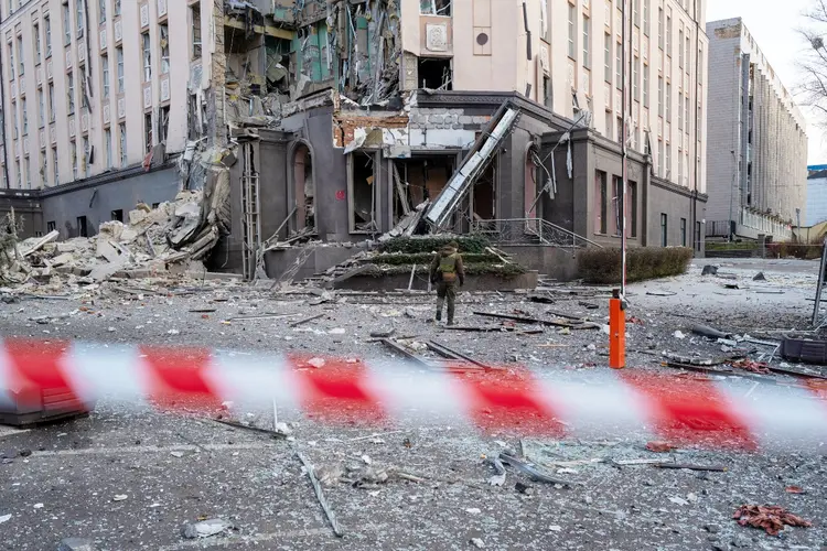 Bombardeio em Kiev: cidade se preparava para celebrar o Ano Novo (Spencer Platt/Getty Images)