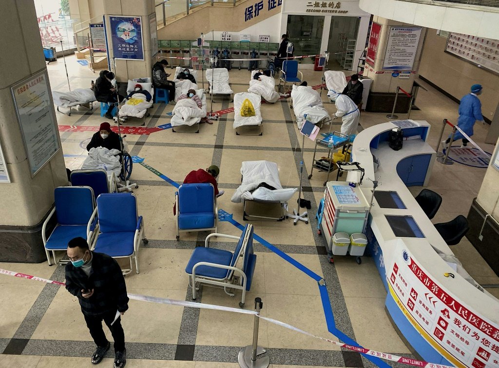 Área isolada para atendimento de pacientes de covid em hospital em Chongqing (AFP/AFP)