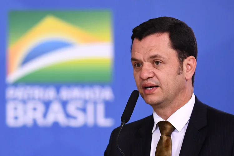 Brazilian Minister of Justice Anderson Torres delivers a speech during an event to present the new national ID and passport at Planalto Palace in Brasilia on June 27, 2022. (Photo by EVARISTO SA / AFP) (Photo by EVARISTO SA/AFP via Getty Images) (EVARISTO SA/AFP/Getty Images)