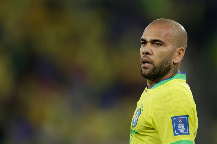 DOHA, QATAR - DECEMBER 5: Dani Alves of Brazil  during the  World Cup match between Brazil  v Korea Republic  at the Stadium 974 on December 5, 2022 in Doha Qatar (Photo by Eric Verhoeven/Soccrates/Getty Images) (Eric Verhoeven/Getty Images)