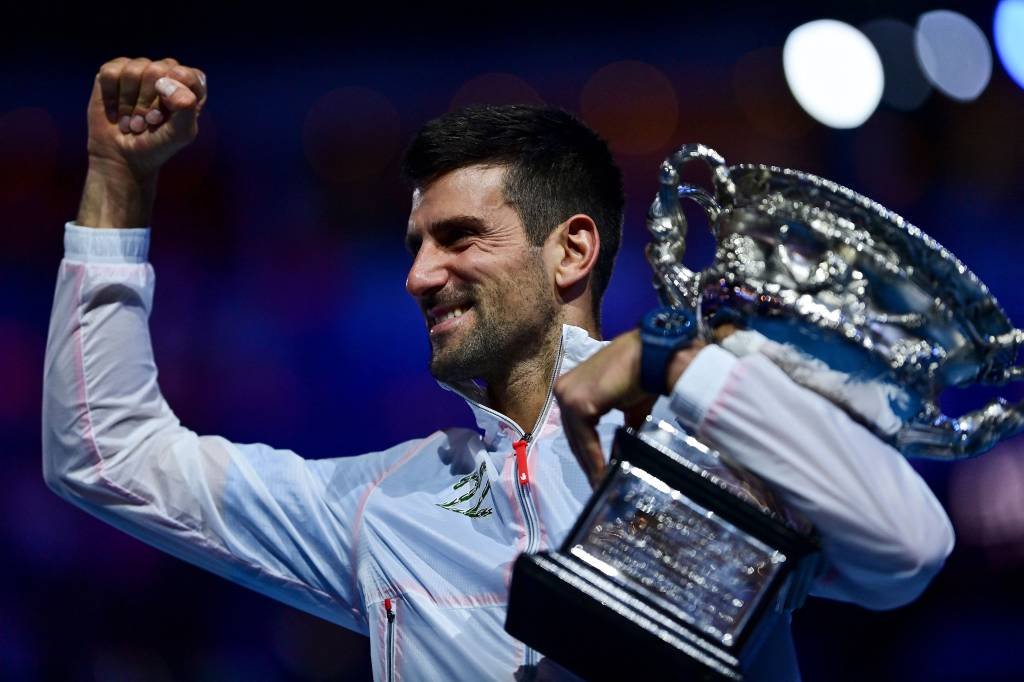 Novak Djokovic: jogador se igualou ao sérvio a Rafael Nadal (MANAN VATSYAYANA/AFP/Getty Images)