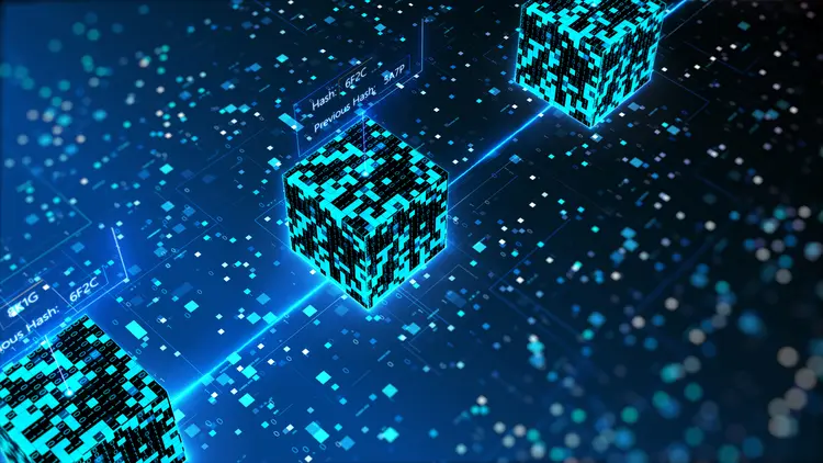 Abstract blockchain technology concept. Internet security. Isometric digital cube connection background. (Getty Images/Reprodução)